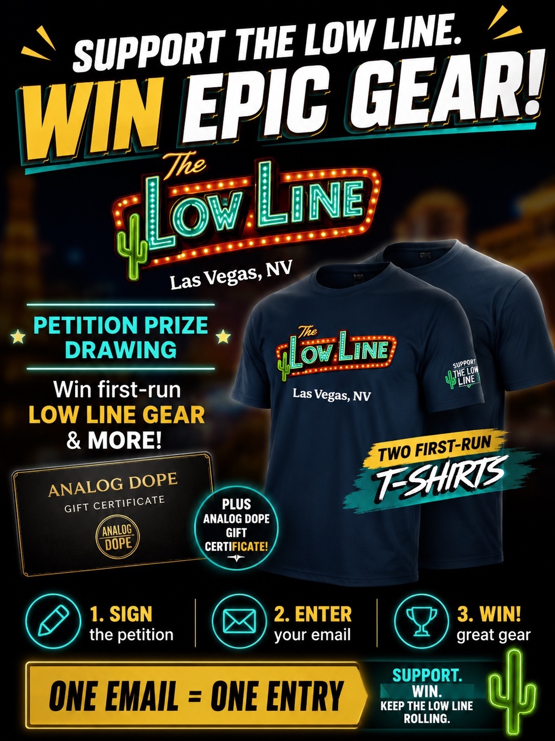 Support The Low Line. Win epic gear. Petition prize drawing.