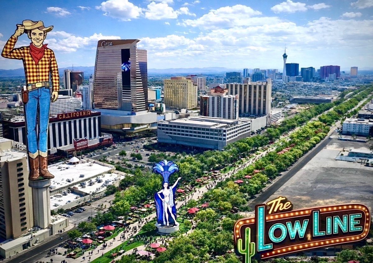 Low Line concept with Vegas icons and a downtown green park